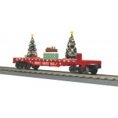 30-76865  Flat Car (Red) w/Lighted Christmas Trees